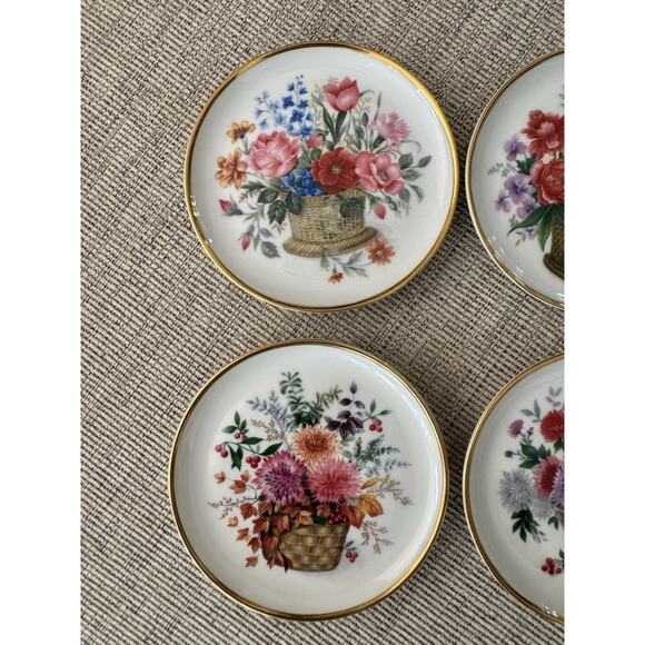 AK Kaiser Germany Porcelain 374 Floral Plate Dish Coaster 4 Inch Set Of 6 - Picture 2 of 5